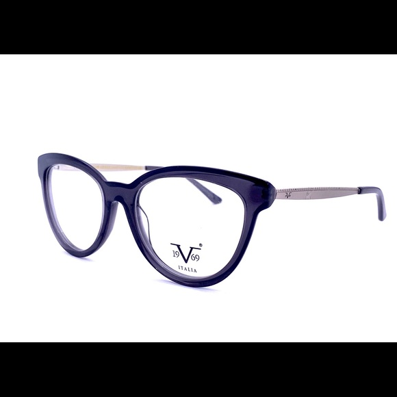 Retro Look Cat-Eye Glasses Black Acetate & Gunmetal Temples - Picture 3 of 15